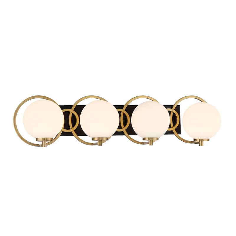 Alhambra 4-Light Bathroom Vanity Light in Matte Black with Warm Brass