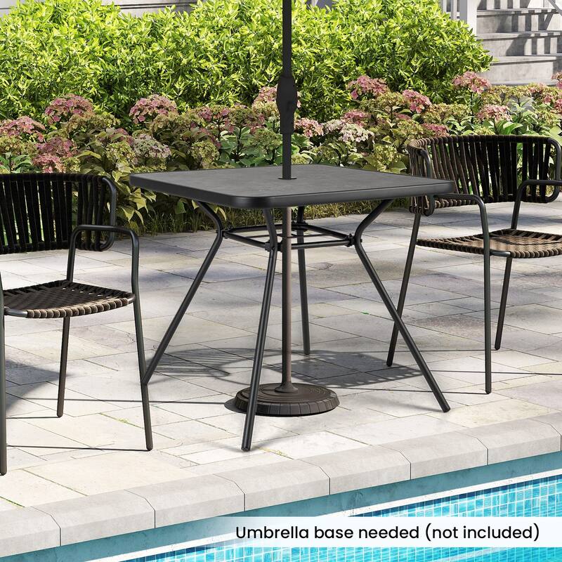 Gymax 32'' Patio Dining Table w/ 1.6'' Umbrella Hole & Lid DPC