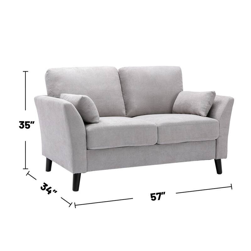 2 Piece Woven Fabric Sofa Loveseat Living Room Set