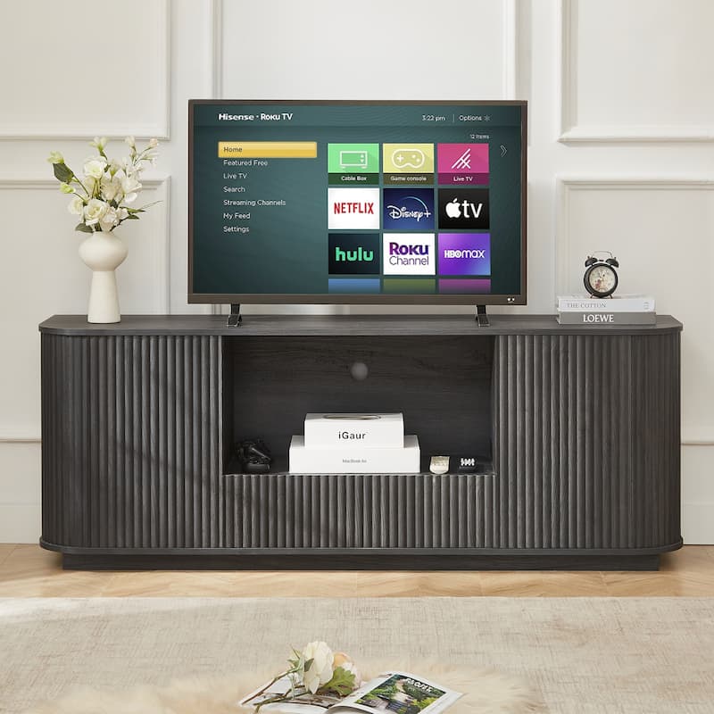 64 Inch Wavy TV Stand, Rounded Sideboard