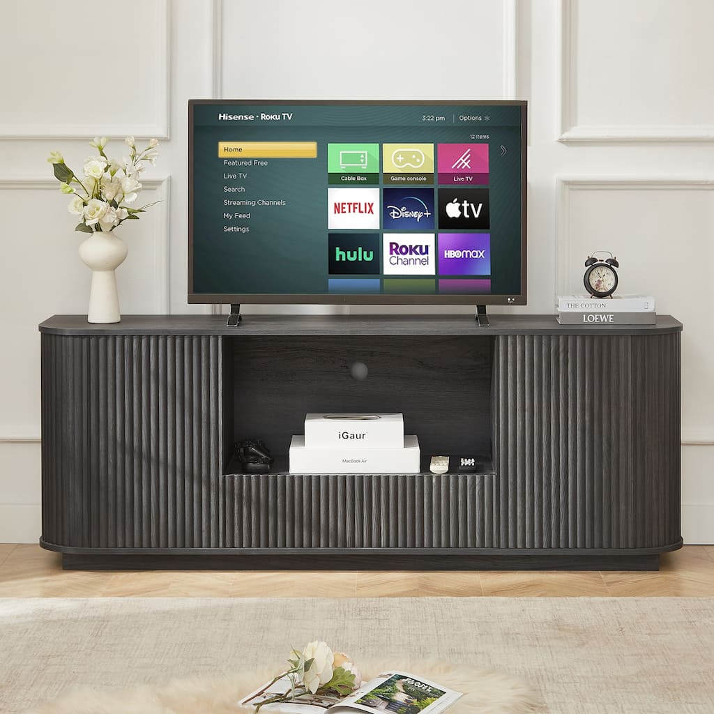 64 Inch Wavy TV Stand, Rounded Sideboard