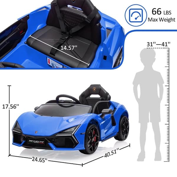 dimension image slide 4 of 7, Hetoy 12V Kids Ride On Car