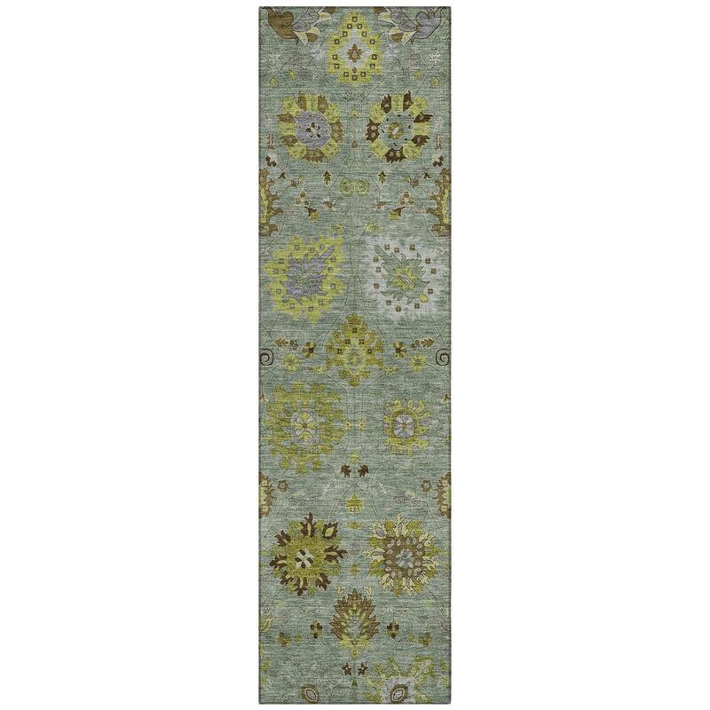Machine Washable Indoor/ Outdoor Vintage Traditional Chantille Rug