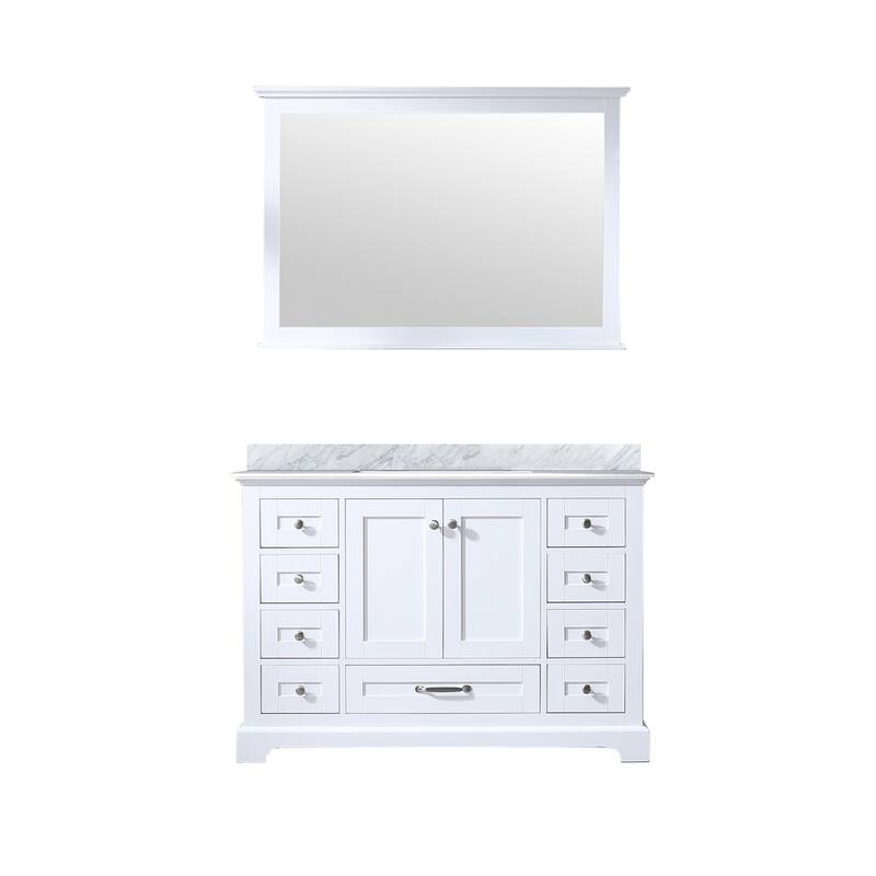 Dukes 48 in. W x 22 in. D Dark Grey Single Bath Vanity, Carrara Marble Top, and 46 in. Mirror - White - Single Vanities