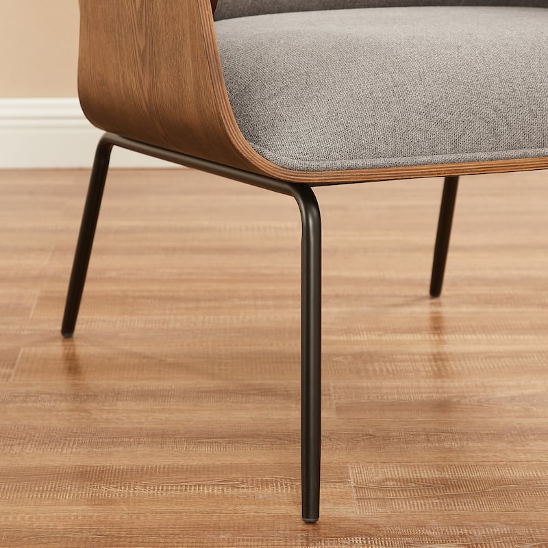 Art Leon Mid-Century Modern Fabric and Wood Accent Arm Chair