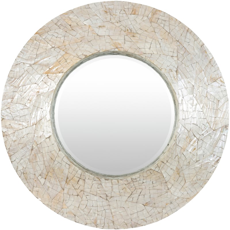 Layto Mother of Pearl Glam Wall Mirror - 32"H x 32"W x 3.1"D