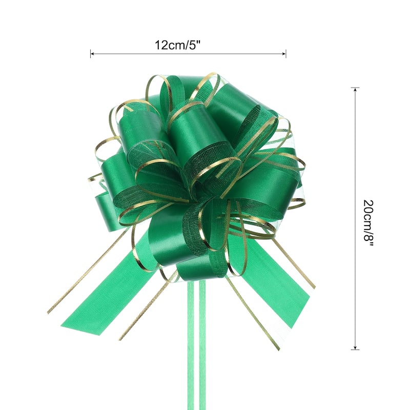 10pcs 6" Large Pull Bow Organza Gift Wrapping Bows Ribbon for Wedding - Green - 6 Inch