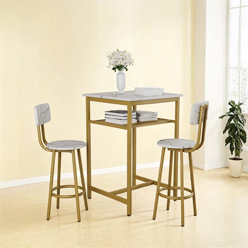 Bar Table,Equipped with 2 Bar Stools ,with Backrest and Partition