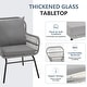 preview thumbnail 19 of 52, EROMMY 3-Piece Patio Conversation Set with Glass Table & 2 Armchairs, Seat Cushions