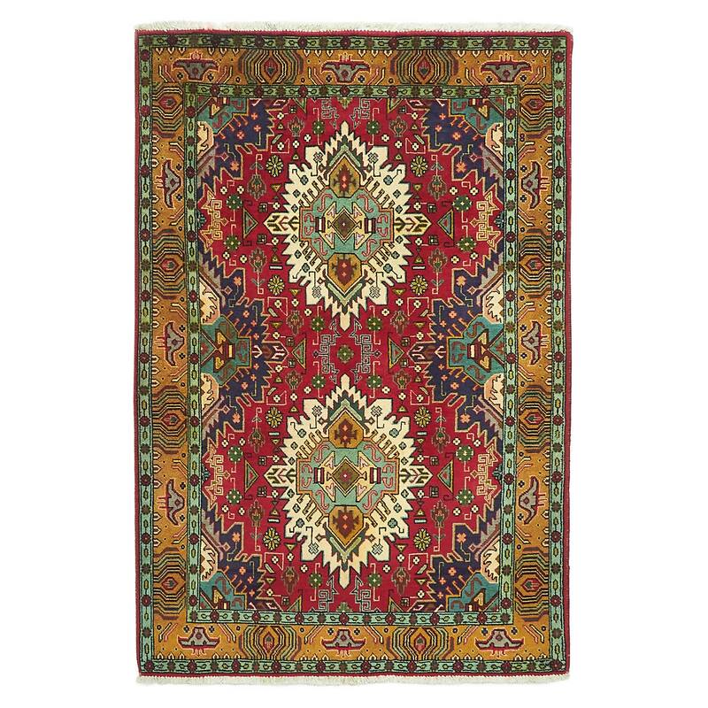 ECARPETGALLERY Hand-knotted Kayseri Vintage Red Wool Rug - 3'4 x 4'10