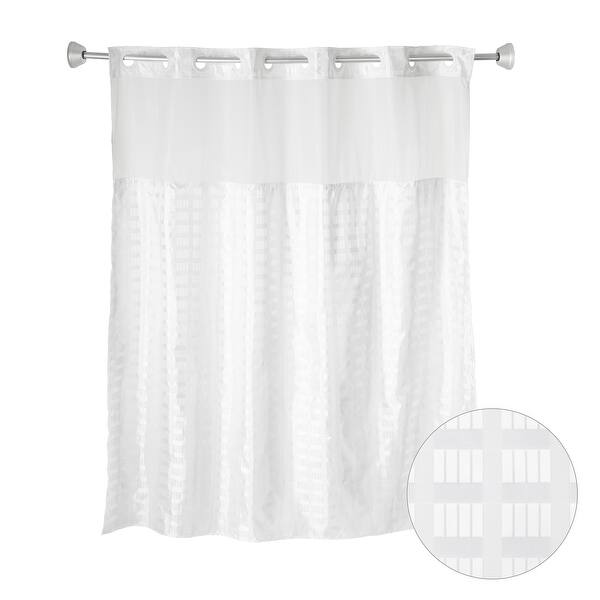 slide 2 of 5, Whitmor No Hook Split Ring Shower Curtain, w/Snap-In Liner, 71" x 77"