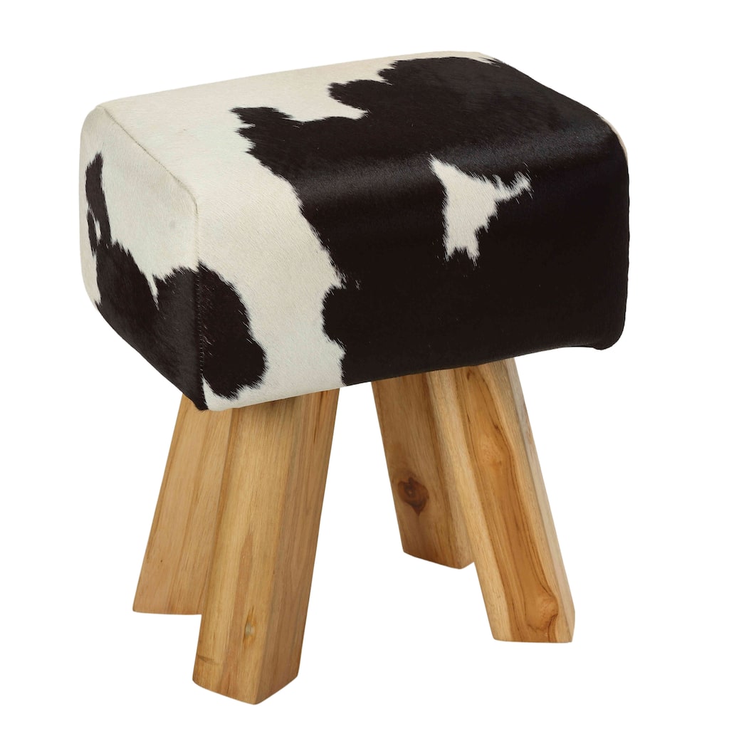 Bare Decor Juliet Genuine 100% Leather Hide and Teak, Brown