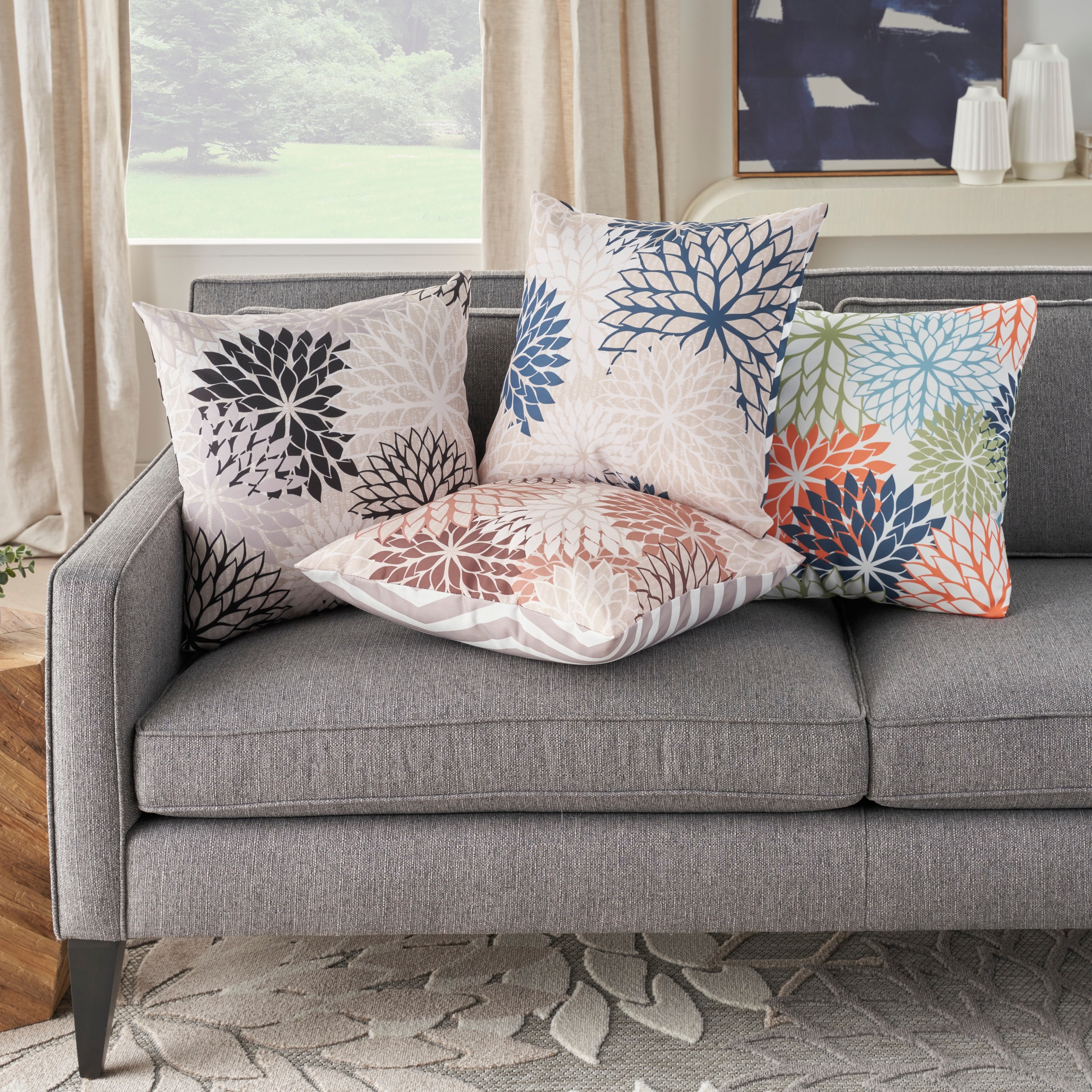 Blue floral outdoor new arrivals pillows