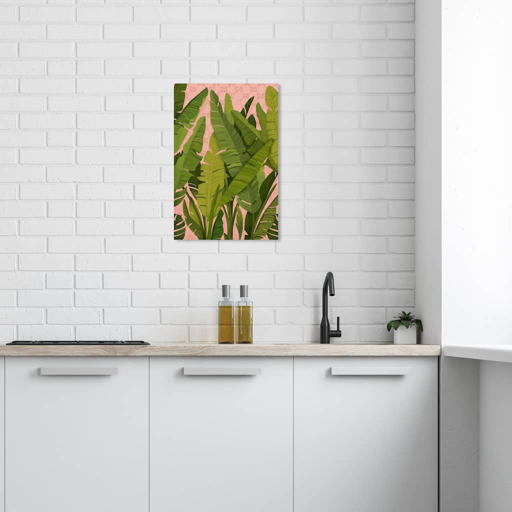 Wynwood Studio Canvas Floral and Botanical Jungle Blush Green and Tropical Wall Art Canvas Print