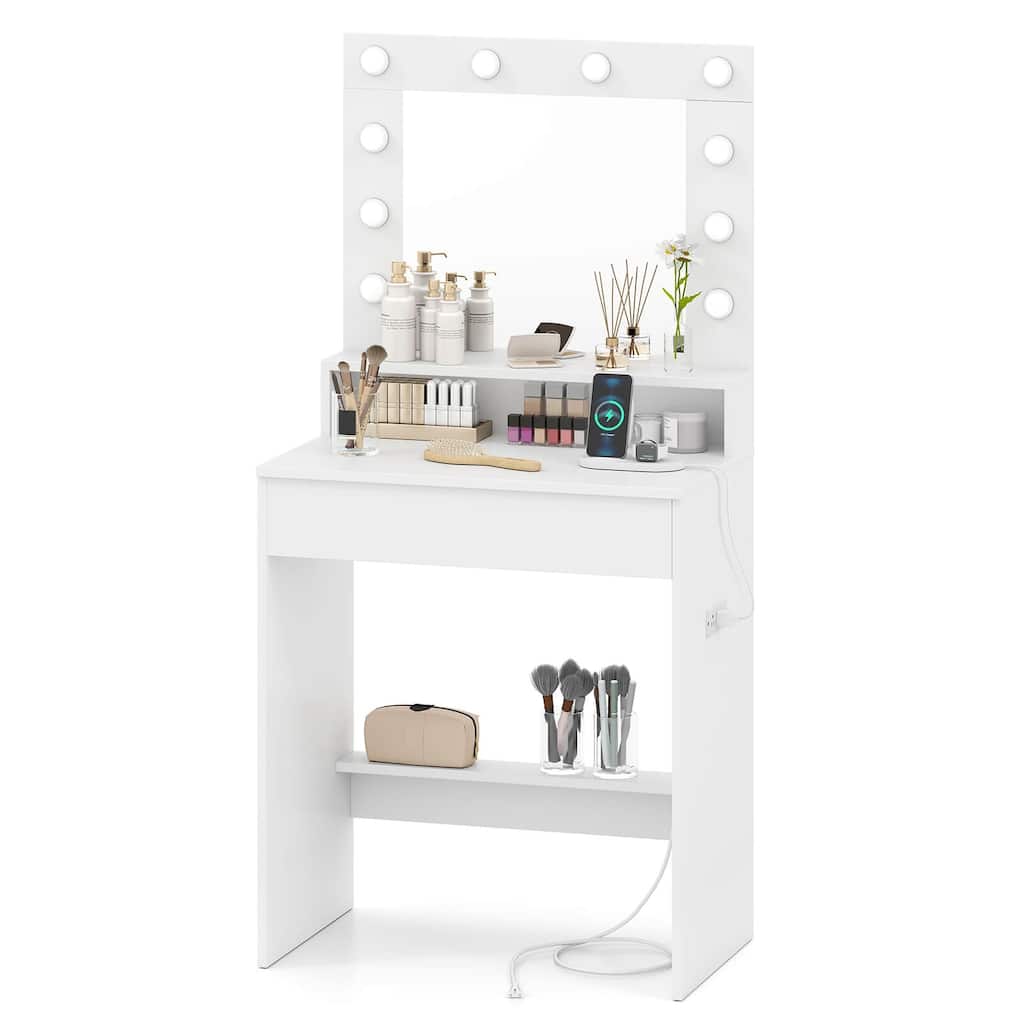 Costway Vanity Desk with Mirror and Lights with 3 Light Modes & - See Details