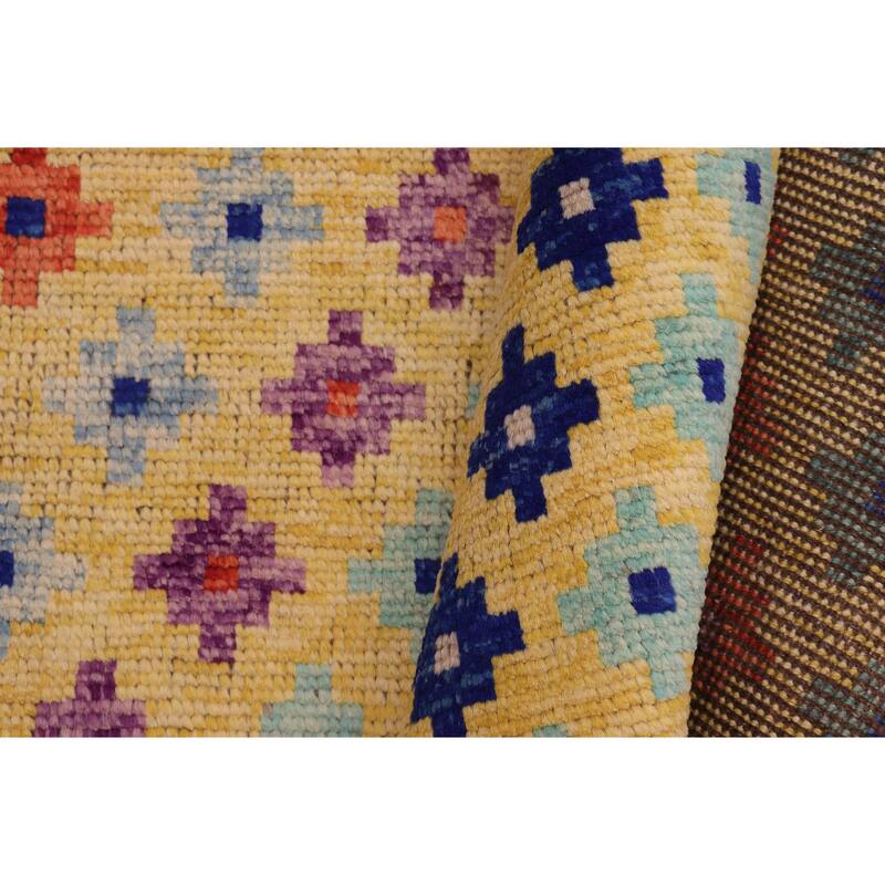 Modern Balochi Blackwell Gold/Blue Hand Knotted Wool Rug - 3'6'' x 4'10''