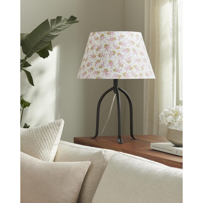 Livabliss Floriva Traditional Accent Table Lamp - 25"H x 17"W x 17"D - Pink/White