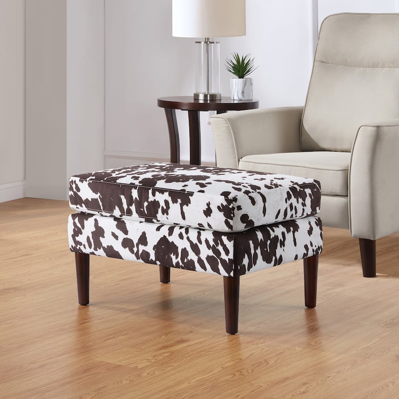 Retro Inspired Mid Century Ottoman with Upholstered Cushion Top for Stylish Seating and Entryway Accent