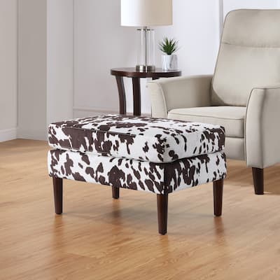 Retro Inspired Mid Century Ottoman with Upholstered Cushion Top for Stylish Seating and Entryway Accent
