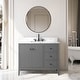 preview thumbnail 85 of 128, Vanity Art 42" Single Sink Bathroom Vanity Cabinet with Engineered Marble Countertop 42"/Matte Black Handle - Linear Cashmere Gray