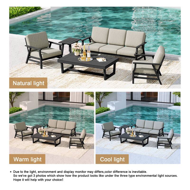 5-Piece Teak Outdoor Conversation Set with Tables.
