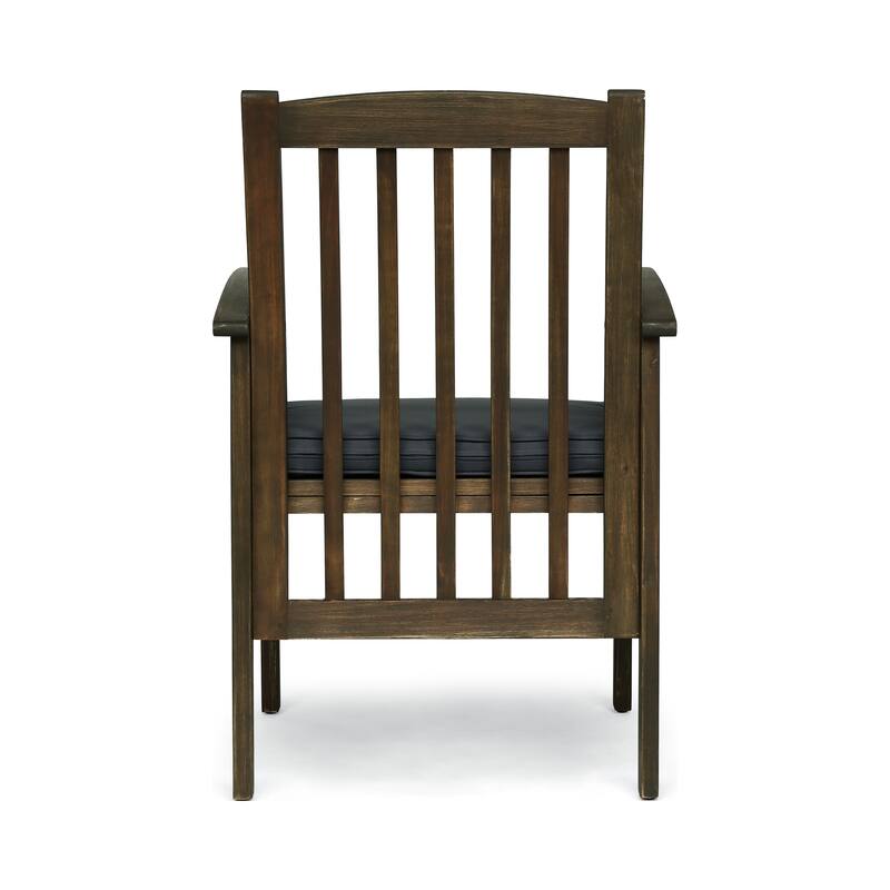 Roomfitters 2-Piece Acacia Wood Dining Chairs with Water-Resistant Cushions, Rustic Modern Outdoor Seating