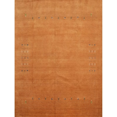 Hand Knotted Oriental 100% Wool Carpet Tribal Animal Pictorial Oranges & Rust Gabbeh Area Rug - 8' 11'' X 8' 11''