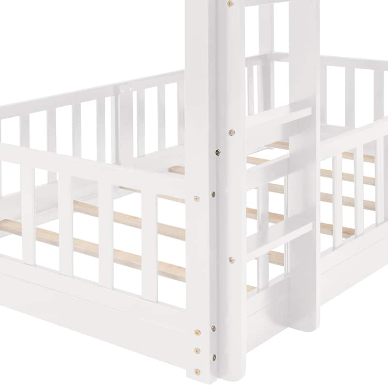 Twin Over Twin Bunk Bed with Slide and Ladder, White