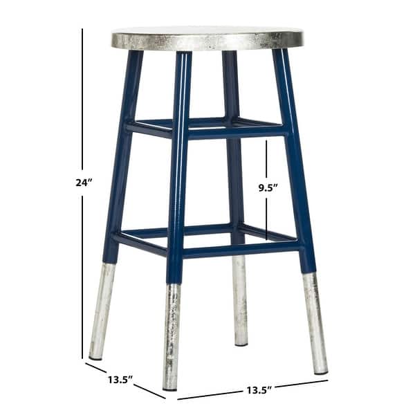 SAFAVIEH 24 -inch Kenzie Silver Dipped Navy / Silver Counter Stool - 13.5" x 13.5" x 24"