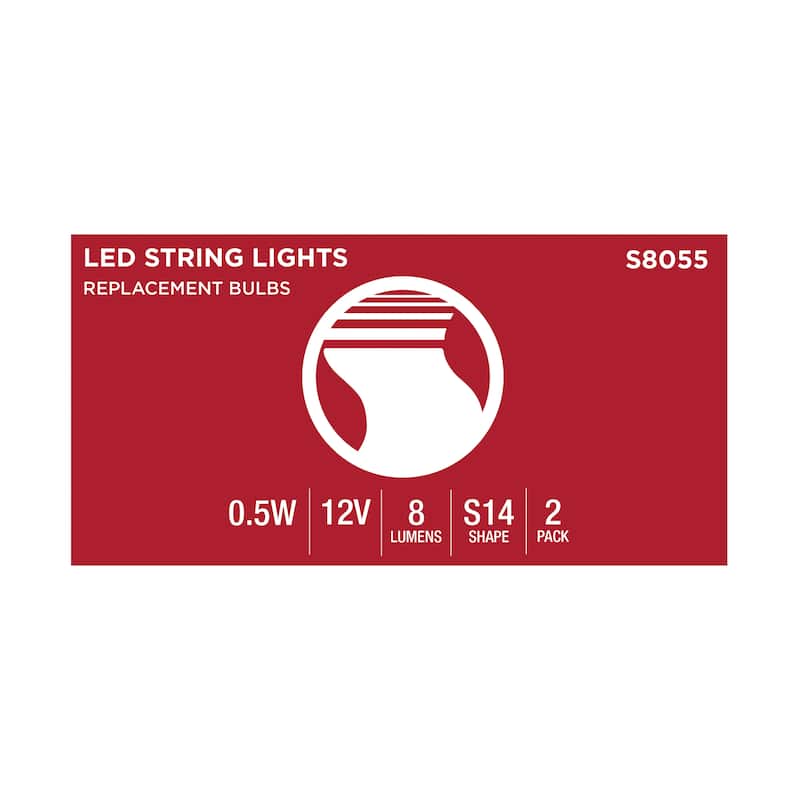 0.5 Watt LED String Light Replacement Lamp S14 Medium Base RGBTW Clear Remote Control 12 Volt 2-Pack