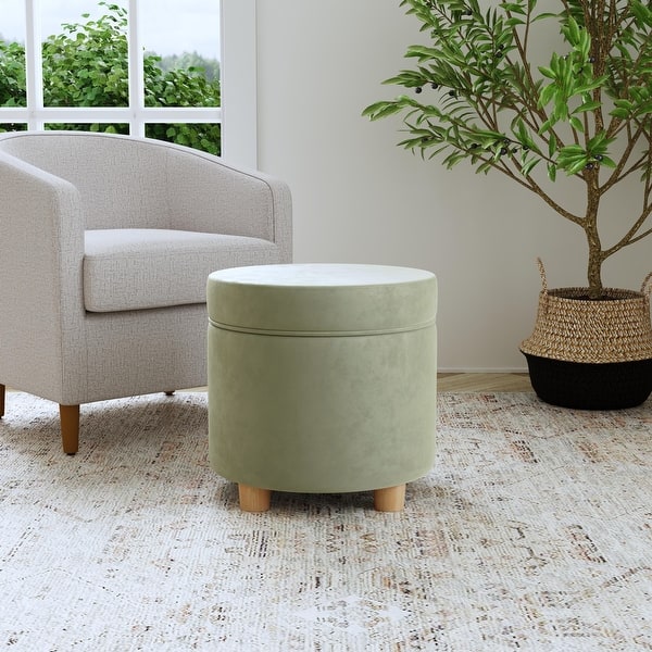Round Storage Ottoman (Light Sage Green)
