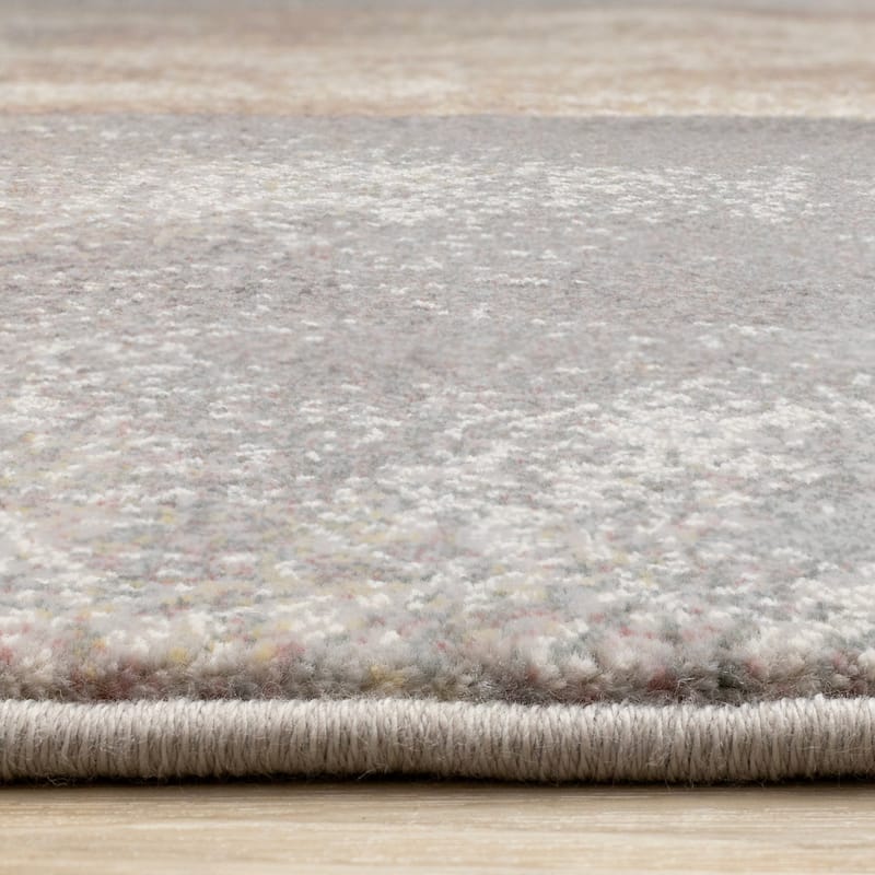 Amelia Collection - Dense Geometric Blue Grey Brown Area Rug