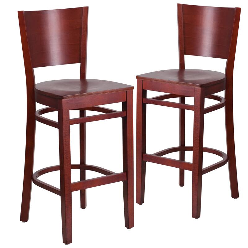 2 Pk. Lacey Series Solid Back Wooden Restaurant Barstool - 16.75"W x 18"D x 43.5"H - 16.75"W x 18"D x 43.5"H