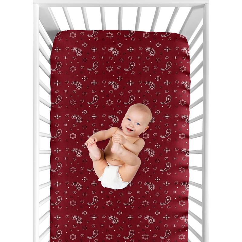 Sweet Jojo Designs Red Bandana Print Fitted Crib Sheet for the Wild West Collection