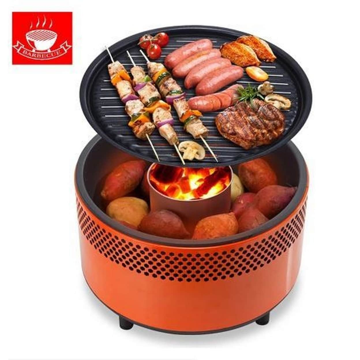 Mini BBQ Grill, Smokeless Portable Tabletop Non Stick Barbecue