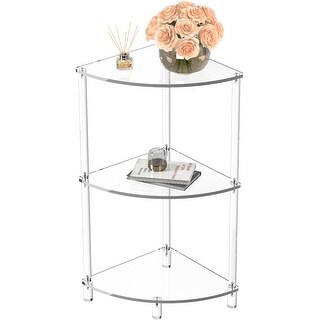 3-Tier Acrylic Corner Side Table for Living Room, Bedroom, Bathroom ...