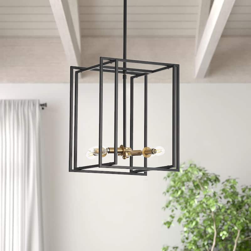 4-Lights Dimmable Skeleton Square Shape Creative Adjustable Pendant Lighting - 13"D×4.7"W×87.7"H (Adjustable) - 13"D×4.7"W×87.7"H (Adjustable)