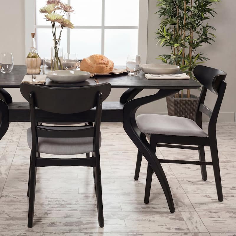 Idalia Mid-Century Modern Dining Chairs (Set of 2) by Christopher Knight Home - N/A - Dark Gray/ Matte Black