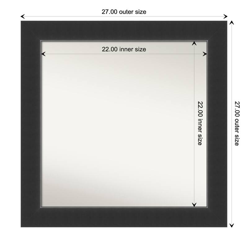 Corvino Black Framed Non-Beveled Custom Wall Mirror, Bathroom Vanity Mirror - Outer Size: 27 x 27