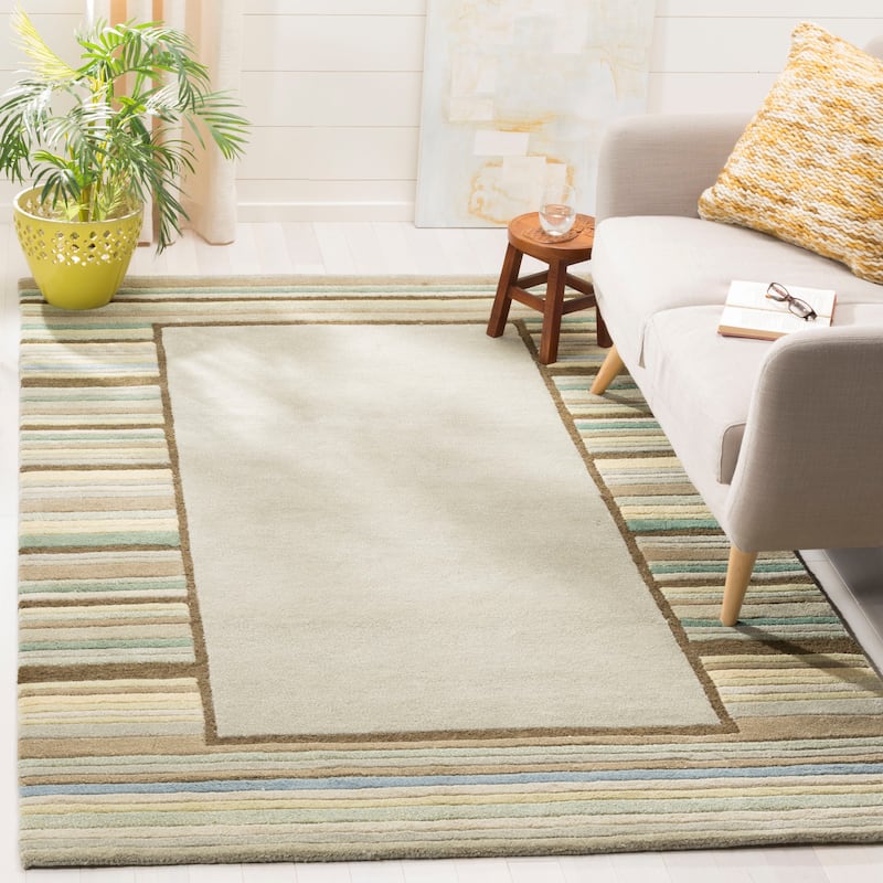 Martha Stewart by SAFAVIEH Striped Border Wool Rug - 8' x 10' - Tadpole Green