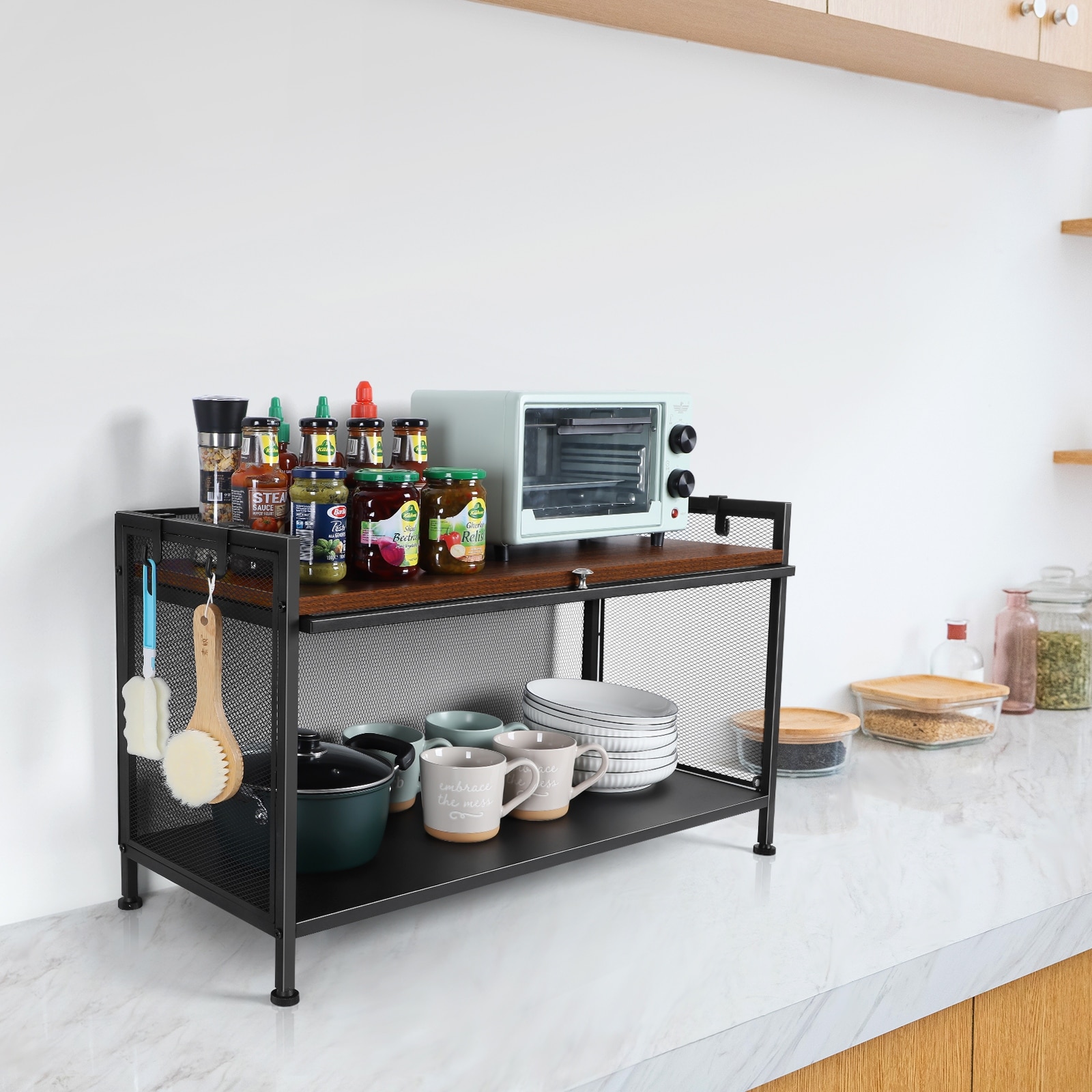 Dustproof Table-type Dish Drain Storage Rack Closed Type With Cabinet Door  Pullable Kitchen Shelf Kitchen Accessories Organizer - AliExpress