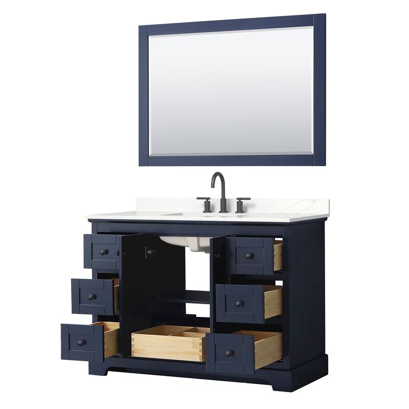 Avery 48-inch Single Vanity, Quartz Top, 46-inch Mirror