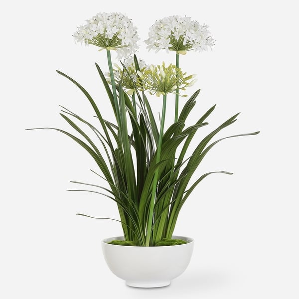 slide 2 of 4, Uttermost Purity Agapanthus Centerpiece - 30"D x 30"W x 38.5"H