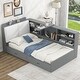 preview thumbnail 9 of 12, Wood Twin Size platform bed with Storage Headboard, Shelves and 2 Drawers