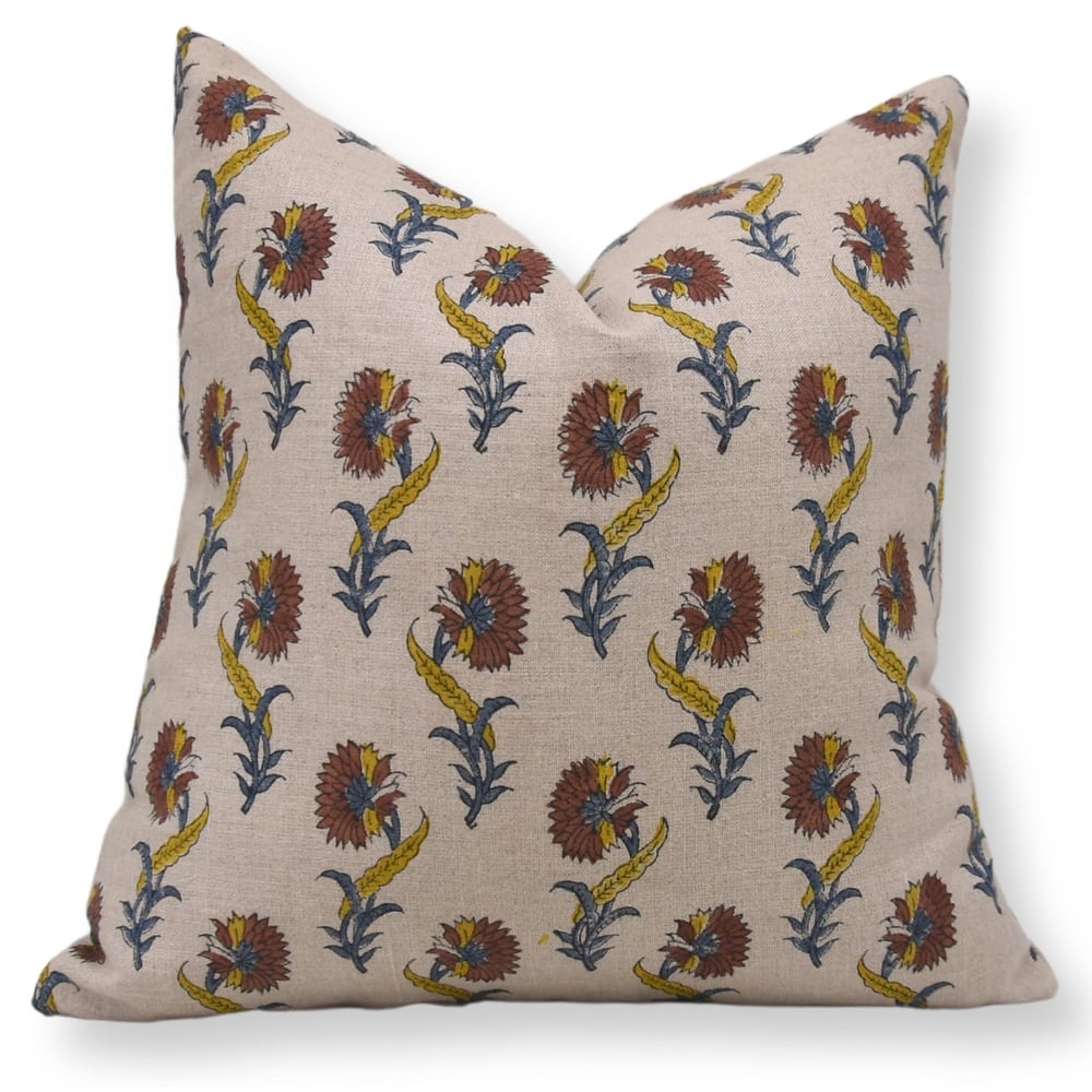 Fabdivine Rustic Boho Floral Decorative Pillow Cover Soft Boho Pure Linen