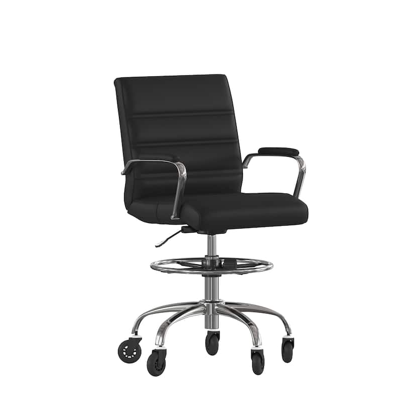 Drafting Chair with Roller Wheels, Adjustable Foot Ring