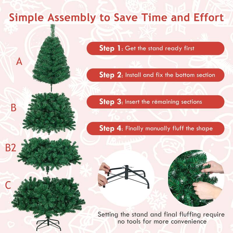 Gymax 8' Green Holiday Season Artificial PVC Christmas Tree Indoor