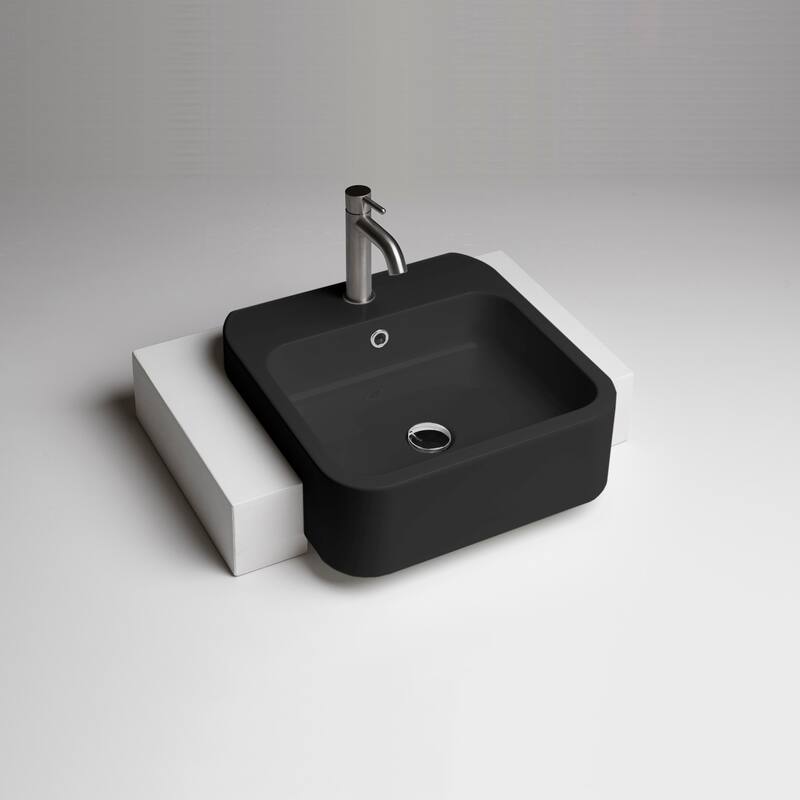 WS Bath Collections Cosa 18-7/8" Square Ceramic Vessel Bathroom Sink