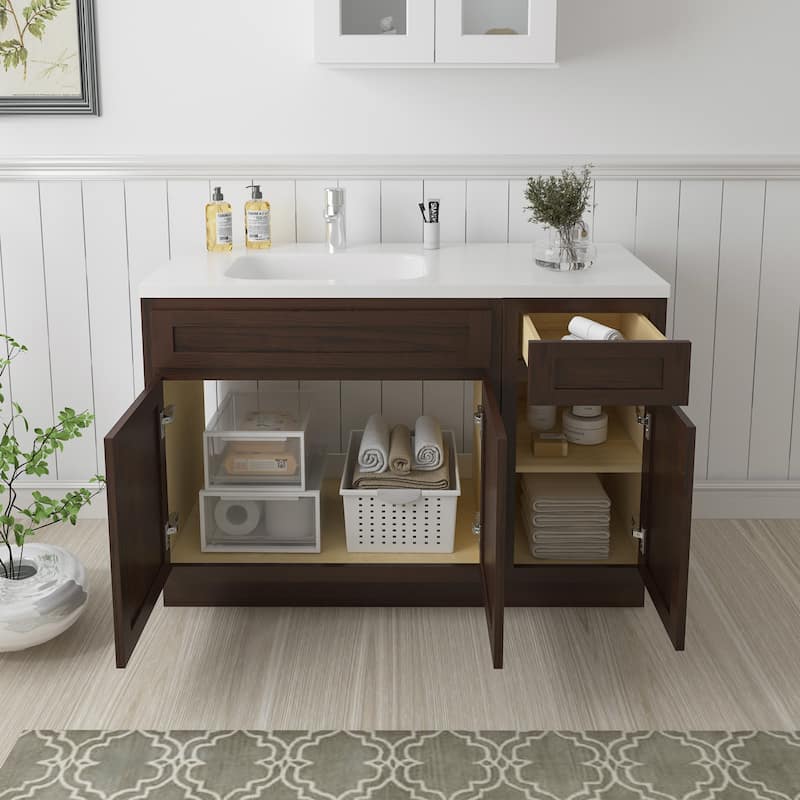 Vanity Art 45" Oak Freestanding Bathroom Vanity Cabinet without Top