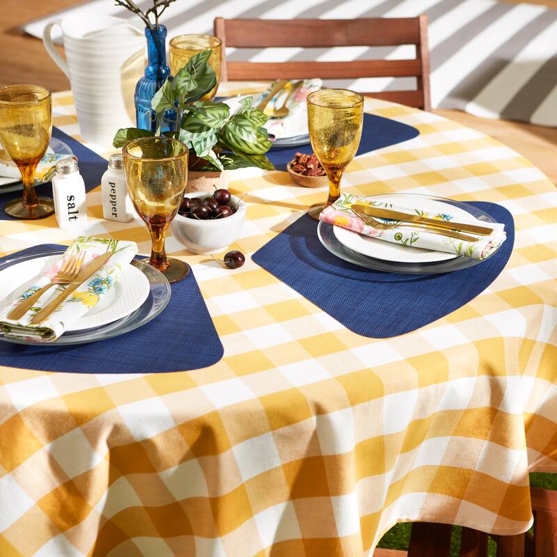 Nautical Blue Solid Round Table Placemat (Set of 6) - 13x18.75